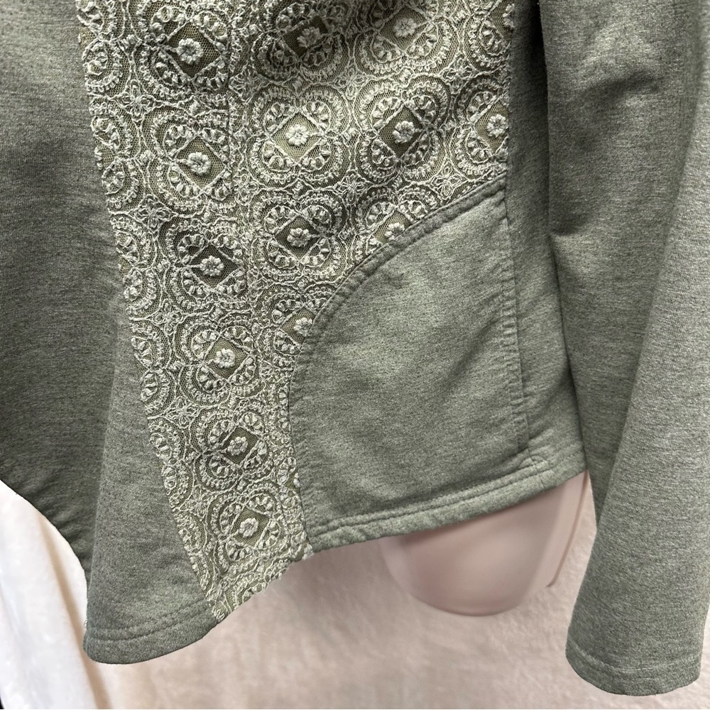 Sahalie women’s sage green boho lace cardigan jacket medium - Picture 3 of 7